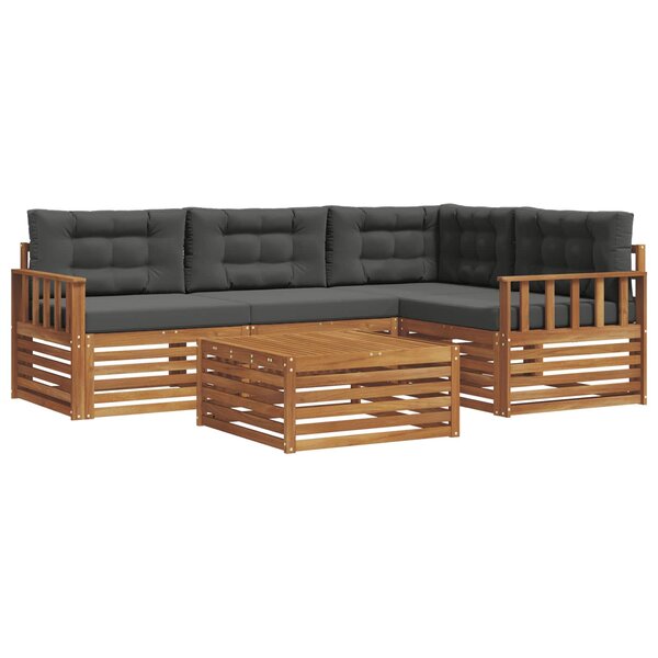 vidaXL Ensemble de canapés d'extérieur 5 pc Naturel et Anthracite