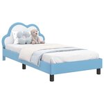 vidaXL Cadre de lit pour enfants avec tête de lit Bleu 90 x 190 cm PU