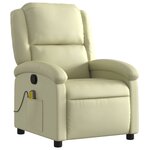 vidaXL Fauteuil de massage inclinable crème cuir véritable