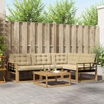 vidaXL Ensemble de canapés d'extérieur 5 Pièces Blanc et Beige