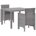 vidaXL Ensemble repas jardin 3 Pièces Gris clair Compact Plastique
