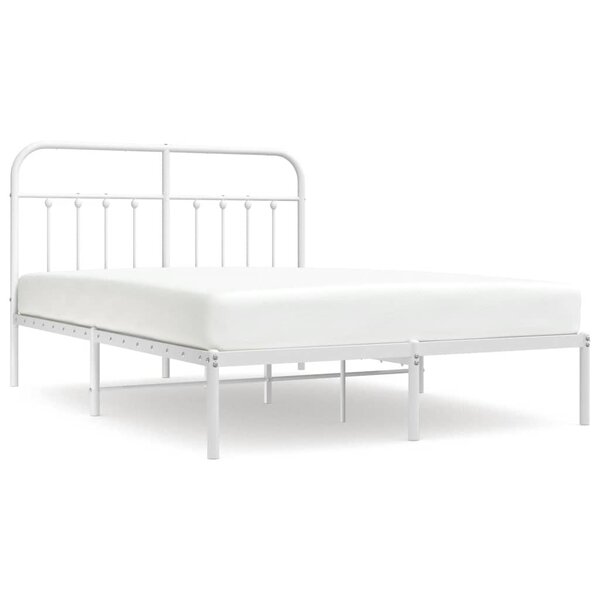 vidaXL Cadre de lit métal sans matelas et tête de lit blanc 150x200 cm