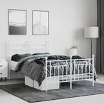 vidaXL Cadre de lit métal sans matelas et pied de lit blanc 120x190 cm