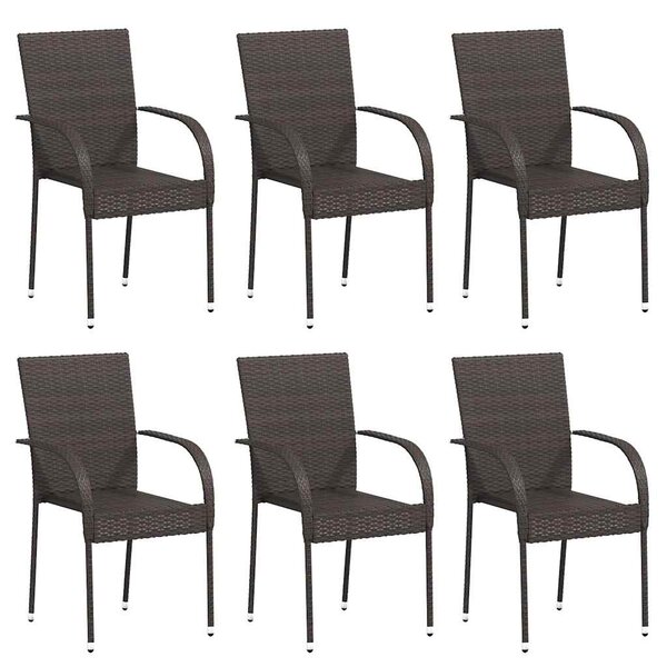 vidaXL Chaises empilables d'extérieur lot de 6 Résine tressée Marron