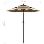 vidaXL Parasol à 3 niveaux avec mât en aluminium Taupe 2 m