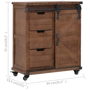 vidaXL Armoire de rangement Bois de sapin massif 64x33 5x75 cm Marron