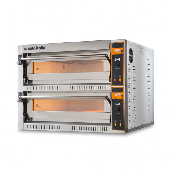 Four à pizza double electrique professionnel inox - tecpro 18 0 kw - resto italia -  - inox 1114x1540x750mm