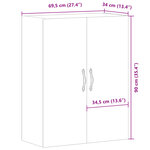 vidaXL Armoire murale vieux bois 69 5x34x90 cm bois d'ingénierie