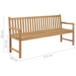vidaXL Banc de jardin avec coussin beige 175 cm Bois de teck massif