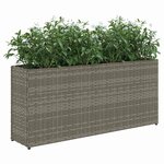 vidaXL Jardinières avec 2 pots 2 Pièces gris 90x20x40 cm résine tressée