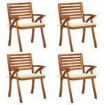 vidaXL Chaises de jardin avec coussins lot de 4 Bois de teck solide