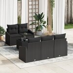 vidaXL Ensemble de canapé de jardin 6 pièces avec coussins Noir Poly Rattan