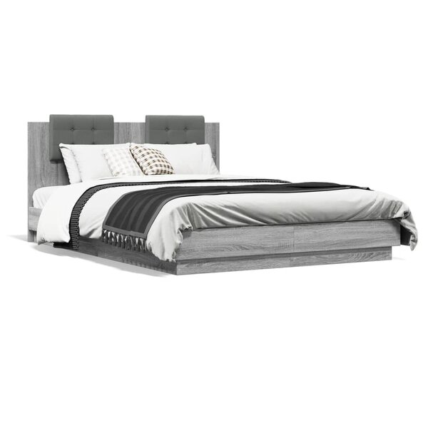 vidaXL Cadre de lit sans matelas sonoma gris 150x200 cm