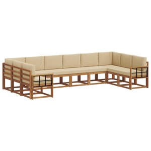 vidaXL Ensemble de canapés d'extérieur 10 pc Naturel et Beige