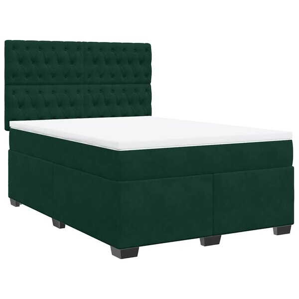 vidaXL Sommier à lattes de lit et matelas Vert foncé 140x200cm Velours
