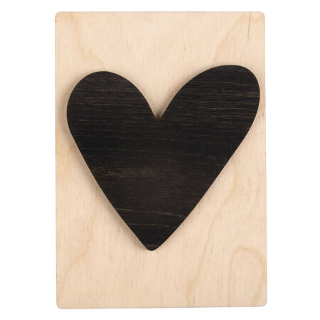 Motif en bois Coeur  FSC Mixed Credit  noir  10 5x14 8cm