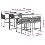 vidaXL Ensemble à manger de jardin coussins 5 Pièces mélange beige rotin