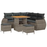 vidaXL Ensemble de canapé de jardin 8 Pièces Gris polyrotin