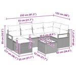 vidaXL Ensemble de Canapés avec coussin 7 Pièces Noir polyrotin