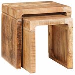 vidaXL Tables gigognes 2 Pièces Marron Bois de mangue massif