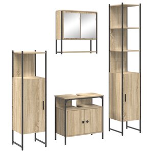 vidaXL Ensemble de mobilier de salle de bain 4 Pièces Chêne sonoma
