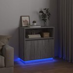 vidaXL Buffet avec LED Sonoma gris 71 x 34.5 x 75 cm Bois d'ingénierie
