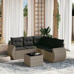 vidaXL Salon de jardin 6 Pièces avec coussins gris résine tressée