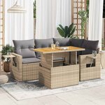 vidaXL Salon de jardin avec coussins 5 Pièces beige résine tressée