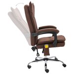vidaXL Chaise de bureau de massage Marron Tissu