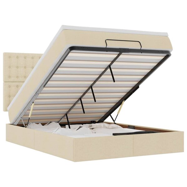 VidaXL Cadre de lit ottoman avec matelas crème 140x190 cm tissu