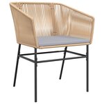 vidaXL Ensemble à manger jardin coussins 3Pièces marron poly rotin verre