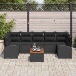 vidaXL Ensemble de canapé de jardin avec coussin 8 Pièces Noir polyrotin