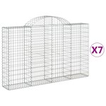 vidaXL Paniers à gabions arqués 7 Pièces 200x30x120/140 cm Fer galvanisé