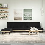 vidaXL Canapé-lit en forme de L noir 255x140x70 cm tissu
