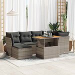 vidaXL Salon de jardin avec coussins 7 Pièces gris résine tressée
