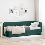 vidaXL Cadre de lit d'angle avec matelas Vert foncé 80 x 200 cm tissu