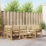 vidaXL Ensemble de canapés d'extérieur 7 Pièces Blanc et Beige