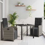 vidaXL Ensemble de salle à manger pour jardin 3 Pièces Gris polyrotin