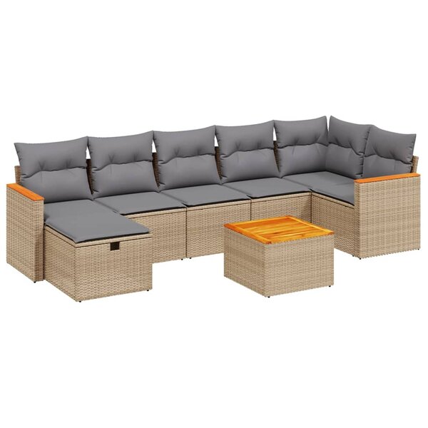 vidaXL Salon de jardin avec coussins 8Pièces mélange beige résine tressée