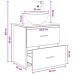 vidaXL Meuble lavabo mural Chêne noir 49 5 x 35 x 63 cm