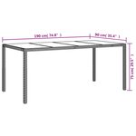 vidaXL Table de jardin Marron 190x90x75 cm Verre trempé/résine tressée