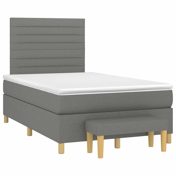 vidaXL Sommier à lattes de lit avec matelas gris foncé 120x190cm tissu
