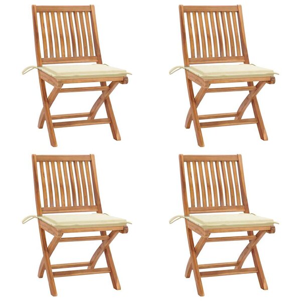 vidaXL Chaises pliables de jardin avec coussins lot de 4 Teck solide