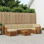 vidaXL Ensemble de canapés d'extérieur avec coussin 7 Pièces Naturel