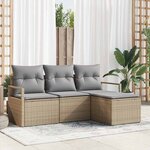 vidaXL Ensemble de canapé de jardin 4 Pièces Beige  Gris clair