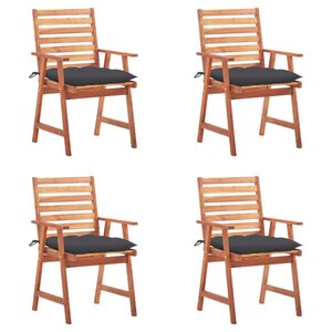 vidaXL Chaises à manger d'extérieur lot de 4 et coussins Acacia massif