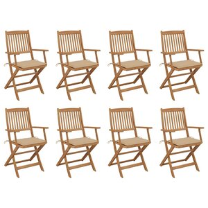 vidaXL Chaises pliables d'extérieur et coussins lot de 8 Bois d'acacia