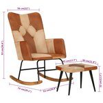 vidaXL Chaise à bascule et repose-pieds Marron Cuir véritable et toile