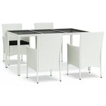 vidaXL Ensemble à manger de jardin et coussins 5 Pièces blanc poly rotin