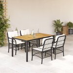 vidaXL Ensemble à manger de jardin coussins 5Pièces Noir Résine tressée